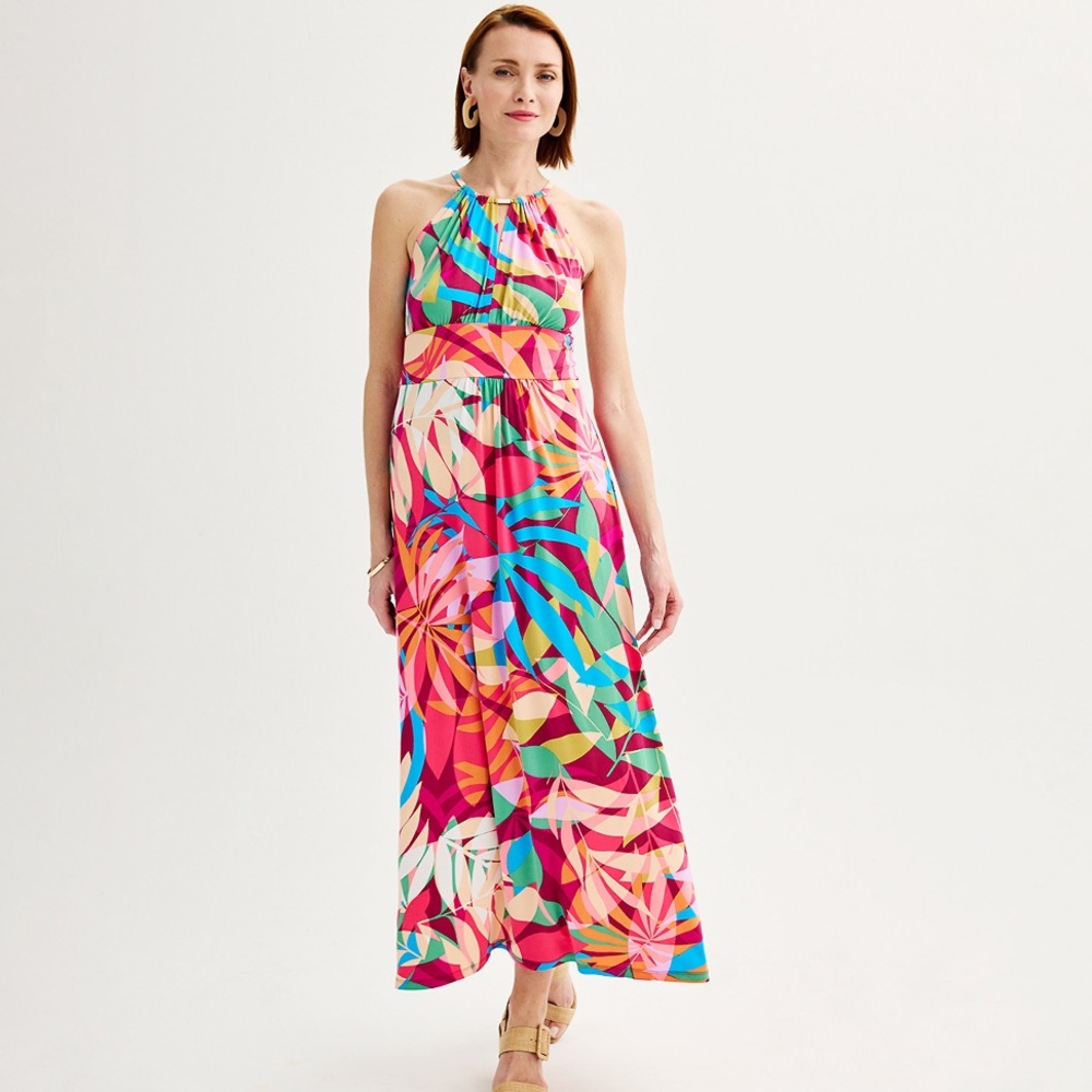 Scroll halter maxi dress